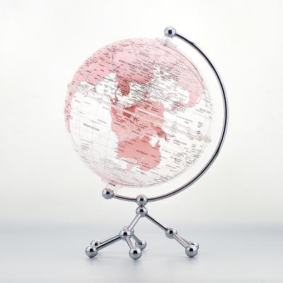 China Girls Gift Desktop Crystal Clear Print Decoration Rotating Earth Globe With Built-in Doll for sale