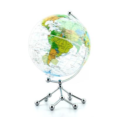 China Wellfun Rotating Globe Education Supplies Environmental Friendly Transparent Acrylic 20cm Rotating World Globe Customized Ornament for sale