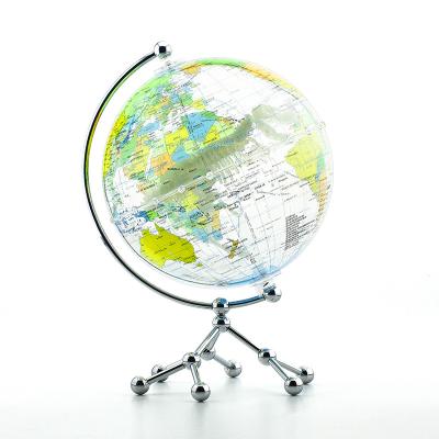 China Transparent Unique Home Decorative Desktop Gift Ornament School World Metal Base Plastic Globe For Children for sale