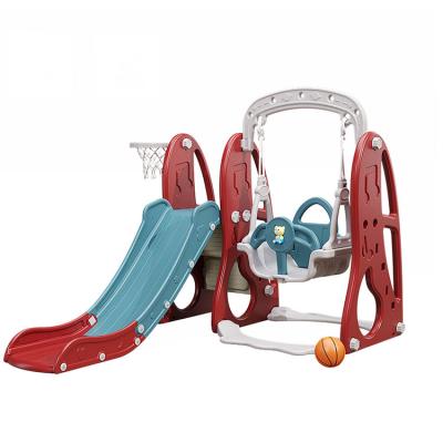 China Economical UV Resistance HDPE Custom Design Red Yellow 3in 1 Plastic Slide With Swing Set For Sale for sale