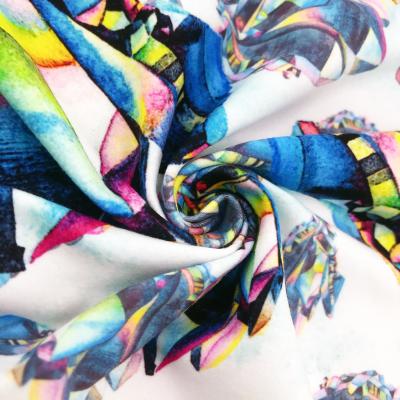 China Organic NO MOQ oeko-Tex High Quality Custom Digital Printed Fabric 230g 100% P Double Brushed Poly Knits Stretch Fabric for sale