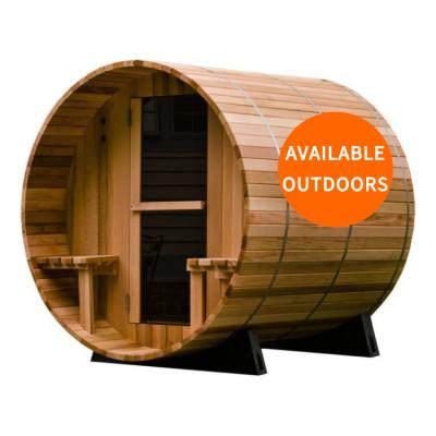 China Home Traditional Infrared Sauna 2-6 People Room Computer Control Panel Wooden Barrel Shape Sauna for sale