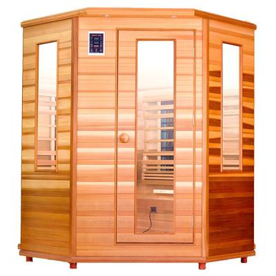 China Red Indoor Sauna Cedar Far Infrared Sauna Room Personal Computer Control Panel Steam Sauna For Home for sale