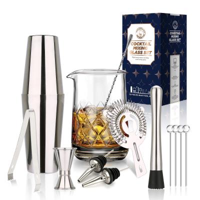 China 750ml Viable Crystal Cocktail Mixing Glass Set - PSC 13's Bartender Kit For Home Bar Party makes a great gift for sale