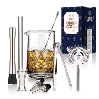 China PSC 10 Viable Bartender Kit 750ml Crystal Cocktail Mixing Glass Set - For Home Bar Party Makes A Great Gift for sale