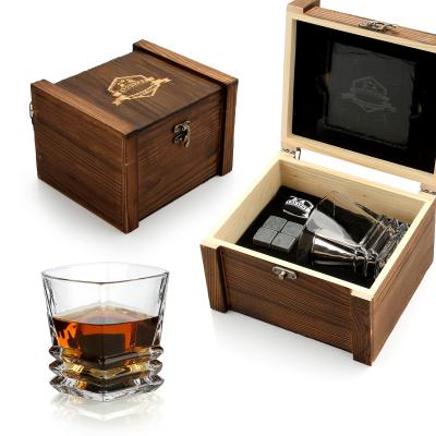 China Minimalist Refreezable Whiskey Stones Glass Gift Box Set Granite Reusable Whiskey Ice Cube Whiskey Glass for sale