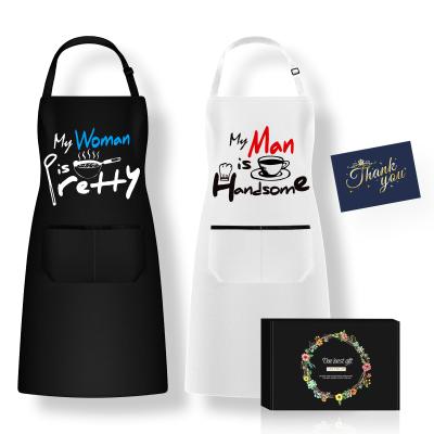 China Tidying Up / Storage Couples Apron Gifts Set High Fashion Women Linen Apron Kitchen Bartender Aprons for sale