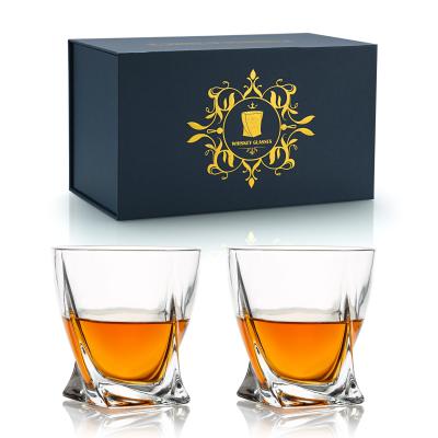 China New Classic/Postmodern Whiskey Glasses Set Of 2 Modern Rocks Crystal Glasses Twist Whiskey Glass Luxury Gift Set for sale