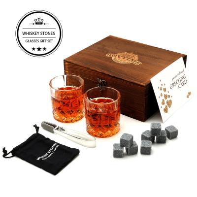 China Success Viable Whiskey Glass Gift Set Whiskey Stones With Old Fashion Wine Glass And Granite Ice Cube Whiskey Stone for sale