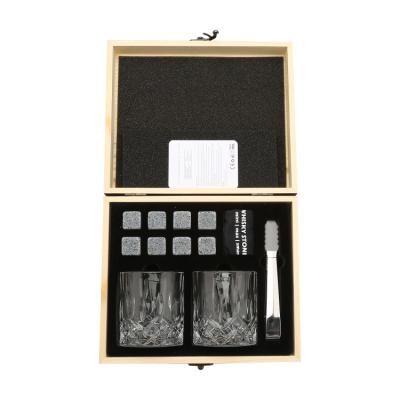 China Stocked Top Sales Quality Products Whiskey Stone with 2 Piece Glasses and Custom Ice Cubes Gift Set and Granite Whiskey Stone Set for sale