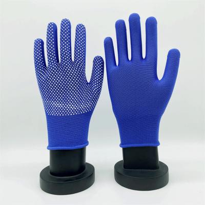 China Anti-Slip Wholesale Blue Slip-Proof PVC Dotted Polyester Working Glove for sale