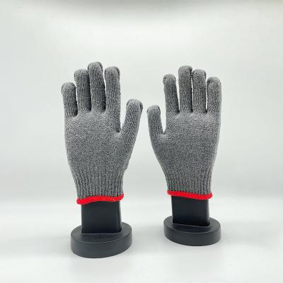 China Gray Color Knitting Cotton Safety Cheap Anti Slip Anti Cut Gloves for sale