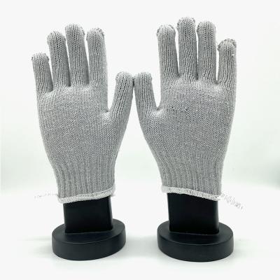 China Gray Color Cotton Knitted Safety Anti-Slip Custom Slip-Proof Protective Work Gloves for sale