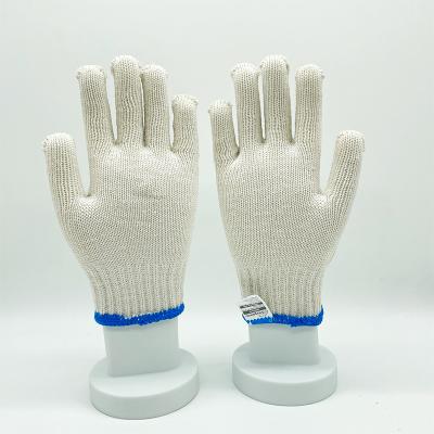 China Best Selling Anti-slip Cotton Yellow Safety Mechanic Work Gloves With Blue Edge for sale