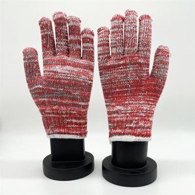 China Cotton Anti-Slip Fashionable Breathable Red Gloves Knitted Safety Gloves For Construction for sale