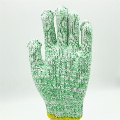 China New Designed Anti-Slip Unisex Green String Knit Cotton Works Work Gloves for sale