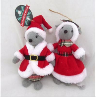 China 8 inch Santa & Mrs Claus Holiday Plush Toys Christmas Mice Mouse Set Figure Ornament for sale