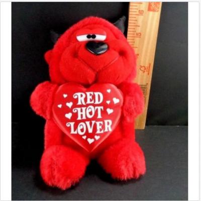 China Hipster Red Holiday Plush Toys , Valentine Day DEVIL Bear With Love Heart for sale