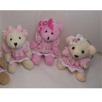 China Miniatuur Met de hand gemaakte Roze Teddybeersleutelringen, Plucheteddybeer Keychain Te koop