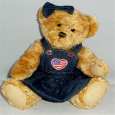 China All Occasion Plush Teddy Bears , Small Brown Teddy Bear Denim Jumper Bestway Toys for sale