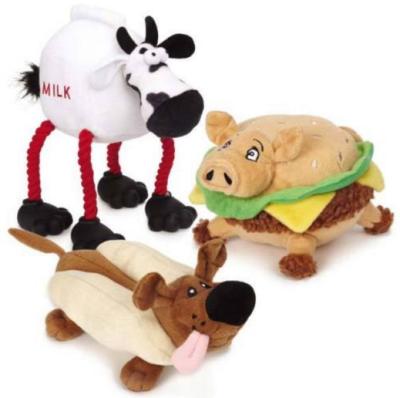 China Grriggles Lunchmates Plush Pet Toys Sound Chip Stuffed With Dog Cow Pig Shaped for sale