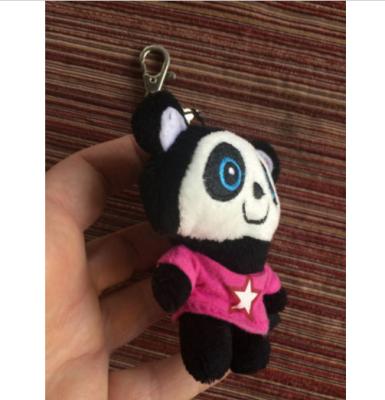 China Black Panda Bear Plush Keychain Toys Clip On Toy Backpack Decoration Charm for sale