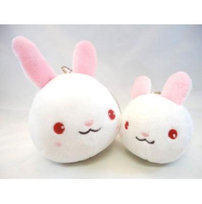 China White Plush Keychain Toys White Bunny Rabbit Round Soft Toys For Handbag Decoration for sale