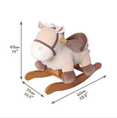 China Wooden Sturdy Plush Rocking Toy For Babies , Stuffed Animal Rocking Horse for sale