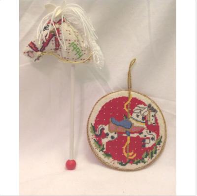 China Christmas Ornaments Handmade Stick Horse , Cross Stitch Toy Horse Head Stick for sale