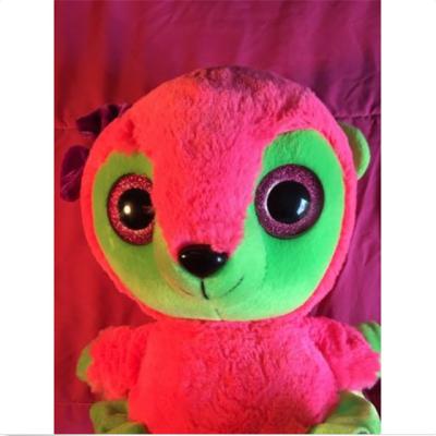 China Large Eyed Lemur Cute Plush Dolls 15cm Plush Stuffed Animal Neon Green PINK for sale