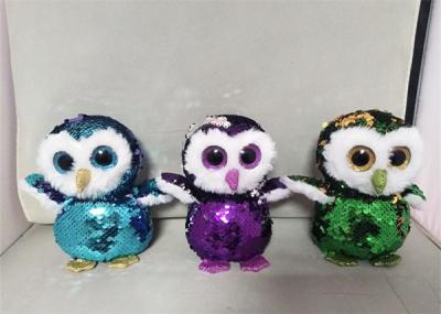 China Manufacturer Reversible 15cm Custom Sequin Animal Owl Plush Stuffed Toy for sale