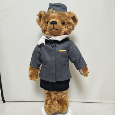 China 34cm stuffed flight attendant design teddy bear stuffed soft toy for sale