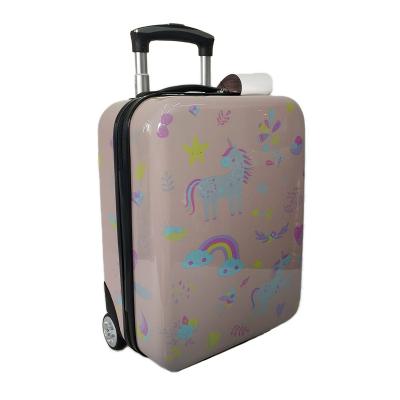 China Travel Toy Suitcase Suitcase For Girls Trolley Bag Luggage Shell Handle Mini School Kid Hard Shell ABS Suitcase Packaging Box Children Unicorn Printed for sale