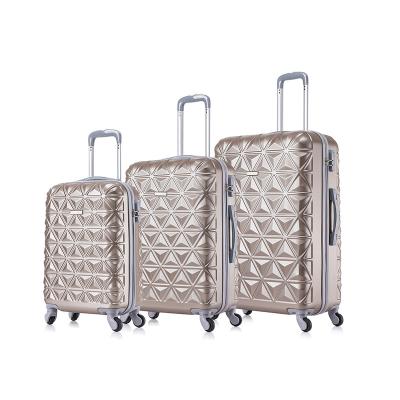 China Cheap Hard Shell Suitcase Packaging Box Champagne Glod ABS Moving Bags Luggage Trolley Set Portable Wheeled Suitcase With Trolley for sale