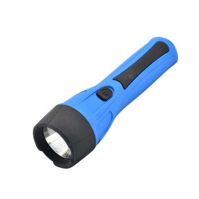 China Custom OEM 2022 High Lumens 2*AA Hot Stamping LED Printing Battery Super Smart Plastic Blue Durable Kids Flashlight for sale