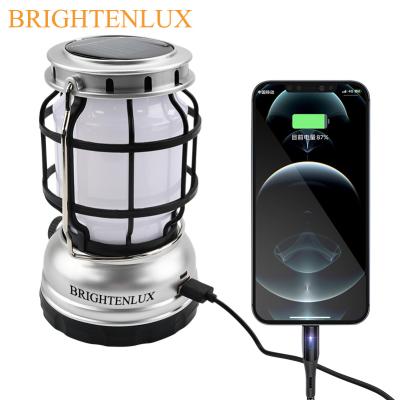 China BRIGHTENLUX Hook Power Bank USB Charging Flame Light Rechargeable Solar Powered High Lumen Camping Light for sale