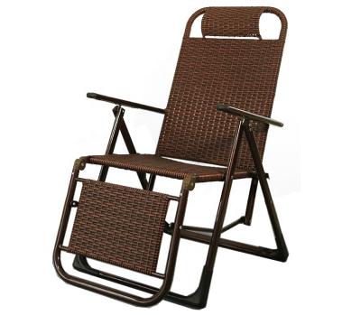 China Hot Selling Recliner Brown Outdoor Black PE Rattan Recliner Relaxing Folding For Pool Side Chair for sale