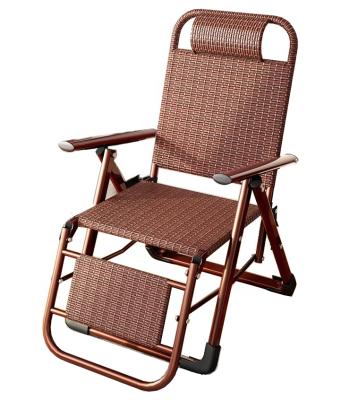 China Hot Selling Recliner Outdoor Folding Rattan Chair PE Rattan Camping Chair Red-Brown Relaxing Folding For Pool Chair for sale