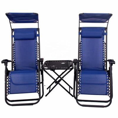 China Best Selling Outdoor Folding Chair Sun Sofa Weightless Weightless Chair With Canopy Shade And Table Garden Set for sale