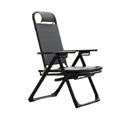 China Hot Sale Folding Recliner PE Rattan Chair Weightless Outdoor Chair Relaxing Camping Chair for sale