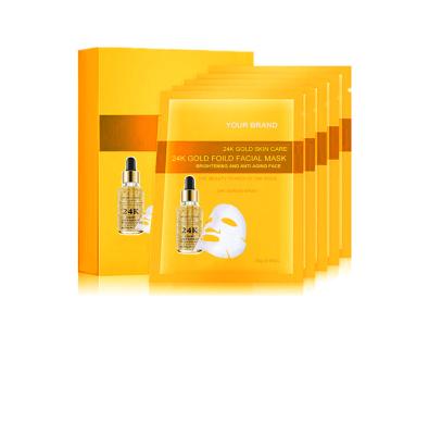 China Flaw Clearance Ce, ISO9001 Approved Repairing Serum Brightening 24k Gold Foil Face Mask for sale