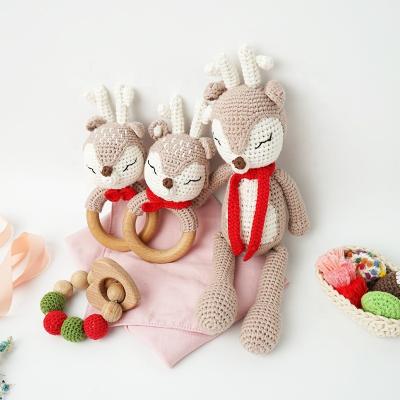 China Wooden Set of Toy Baby Doll Plush Crochet Soft Wrist Toys Teethers and Baby Rattles for Babies for sale