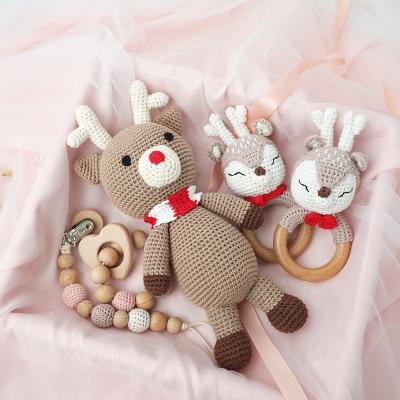 China 100% Plush Baby Handmade Crochet Reindeer Doll Amigurumi Play Animal Toys for sale