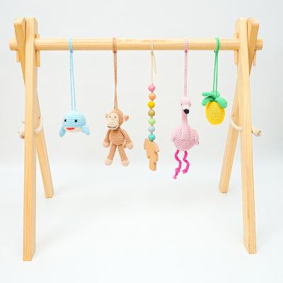 China Educational Handmade Play Gym Toy Tropical Animal Toy Wooden Crochet Toy Baby Play Mat Gym for sale