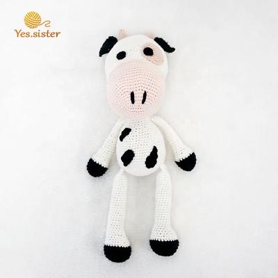 China Handmade Plush New Design Crocheted Cow Doll Amigurumi Baby Play Toys for sale