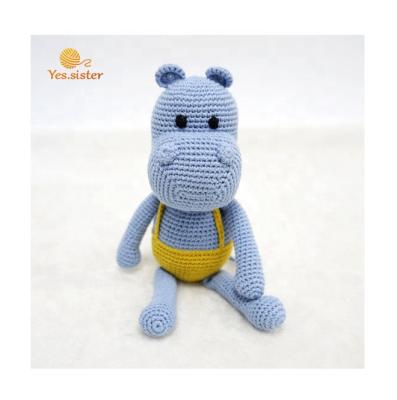 China Crochet Baby Doll Amigurumi Soft Plush Animal Toy Hippo Plush Knitted Doll Amigurumi for sale