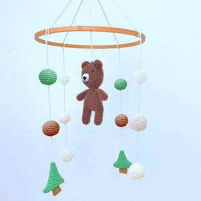 China Soft Toddler Montessori Learning Woodland Crochet Bear Amigurumi Crib Mobile Baby Nursery for sale