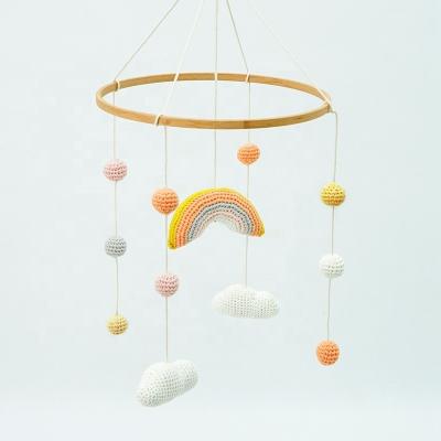 China Soft Nursery Crib Hanging Early Learning Toys Crochet Rainbow Cradle Baby Gift Set Mobile for sale