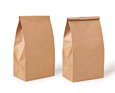 China Recycled Materials Eco Brown Kraft Food Paper Bags Take Away Custom Paper Bags Kraft Paper Bags With Your Own Logo for sale