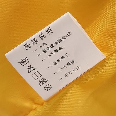 China Sustainable Satin Garment Care Label Fabric , 100% Polyester Washing Instructions Printing Fabric Woven Label for sale